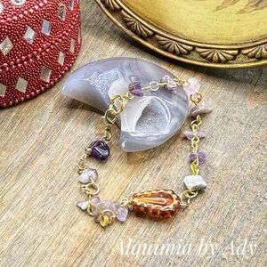 Alquimia Gold-Plated Bracelet with Amethyst, Rose Quartz & Amber Accent